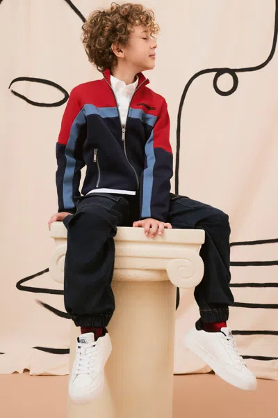 Dsquared2 Full Zipper Neoprene Colorblock Sweatshirt In Blue