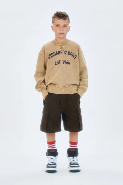 Dsquared2 Crewneck Sweatshirt With Logo In Brown