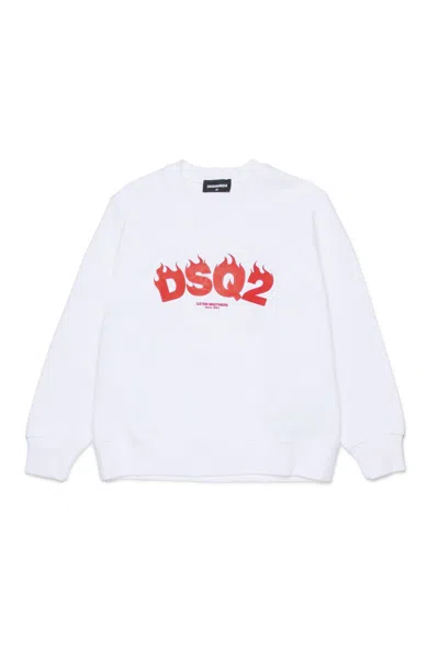 Dsquared2 Crewneck Sweatshirt With Dsq2 Logo In White