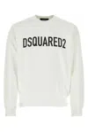 Dsquared2 Ribbed Crew-neck Cotton Sweatshirt With Long Sleeves In White