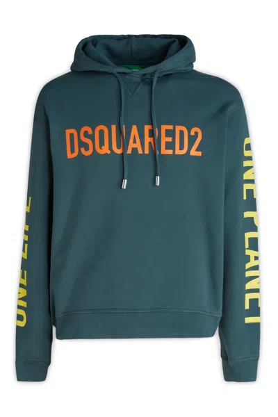 Dsquared2 Olop Printed Sweatshirt Hoodie In Sea Pine