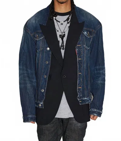 Dsquared2 Fibres Denim Jacket In Blue Navy In Multi