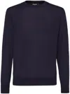 Dsquared2 Crewneck Wool Knit Sweater In Blue