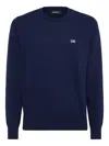 Dsquared2 Ribbed Crewneck Sweater With Cuffs And Hem In Blue