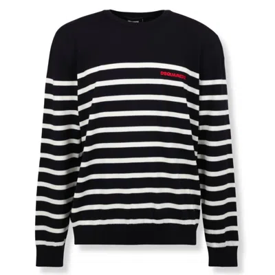 Dsquared2 Fine Knit Sweater With Silhouette In Black