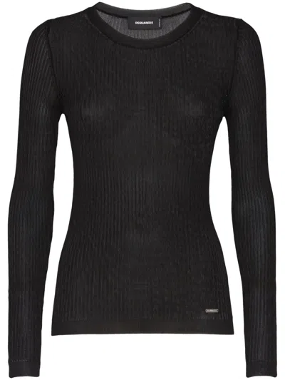 Dsquared2 Fine-ribbed Jumper In Black