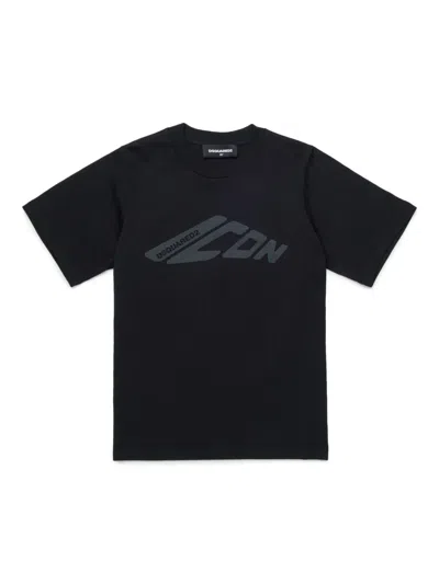 Dsquared2 Kids' Fit-icon T-shirt In 黑色