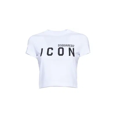 Dsquared2 Fitted Cotton Jersey T-shirt With Bold Logo Print In White