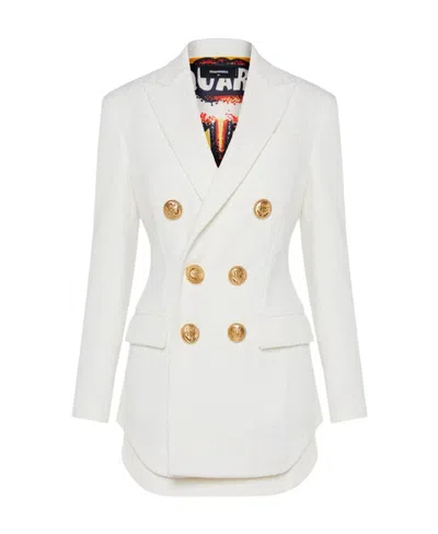 Dsquared2 Fitted Double-breasted Suit Skirt In White