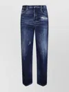 Dsquared2 Five Pocket Distressed Washed Trousers In Blue