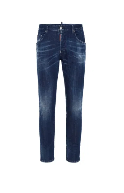 Dsquared2 Five-pocket Slim-fit Denim Jeans With Distressed Finish In Blue