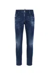 Dsquared2 Navy Blue Slim Cut Jeans With Whiskering Effect In Blue