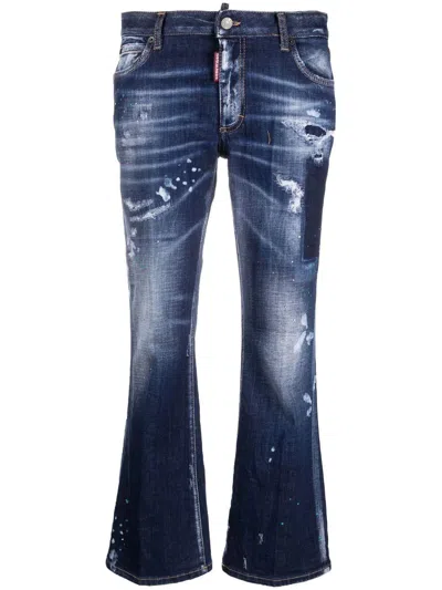 Dsquared2 Cropped Straight-leg Trousers In Dark Wash