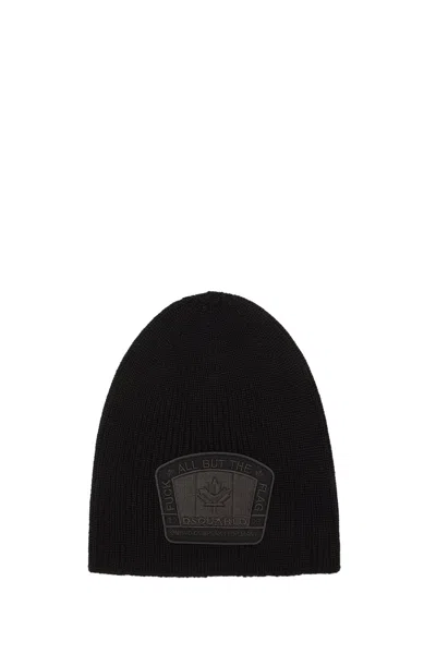 Dsquared2 Flag Beanie Hat In Black