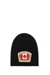 Dsquared2 Knit Beanie With Rectangular Logo Patch In Black