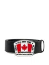 Dsquared2 Flag-buckle Leather Belt In Black