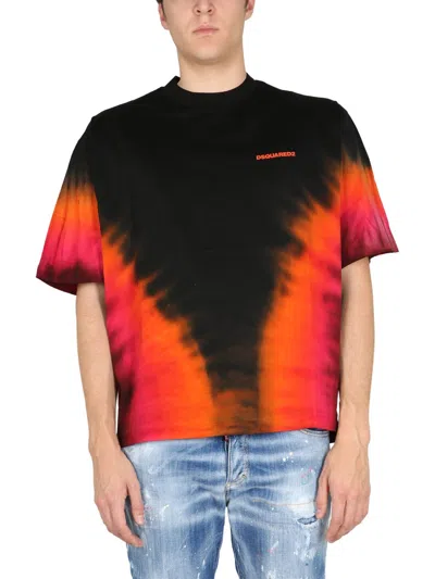 DSQUARED2 FLAME DROPPED SHOULDER T-SHIRT