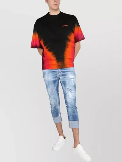 Dsquared2 Flame T-shirt Round Neck Short Sleeves In Black