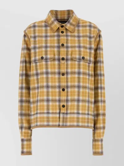 DSQUARED2 FLANNEL SHIRT WITH EMBROIDERED CHEST POCKETS AND LONG SLEEVES