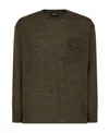 Dsquared2 Virgin Wool Crew-neck Sweater With Breast Pocket In Brown