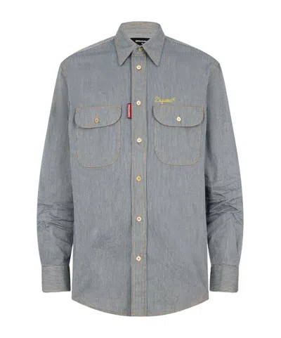 DSQUARED2 DSQUARED2 STRIPED DENIM CANADIAN VINTAGE SHIRT