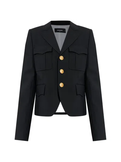Dsquared2 Flap-pocket Single-breasted Blazer In Black