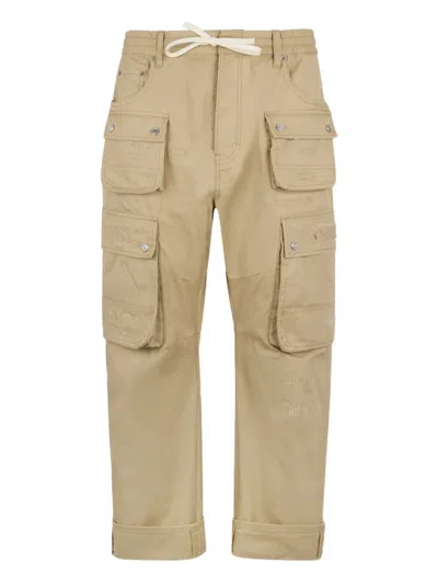 Dsquared2 Cargo Trousers Button Detailing Belt Loops Cuffed Hem In Neutral