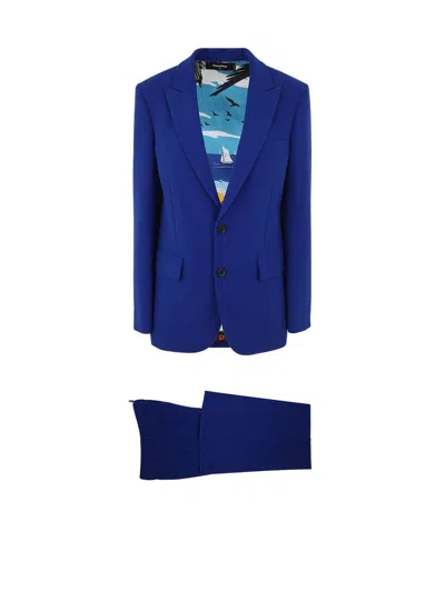 Dsquared2 Two-piece Flared Suit In Ink Blue