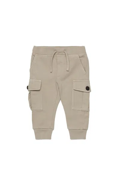 Dsquared2 Babies' Fleece Cargo Pants With Maple Leaf In Grey