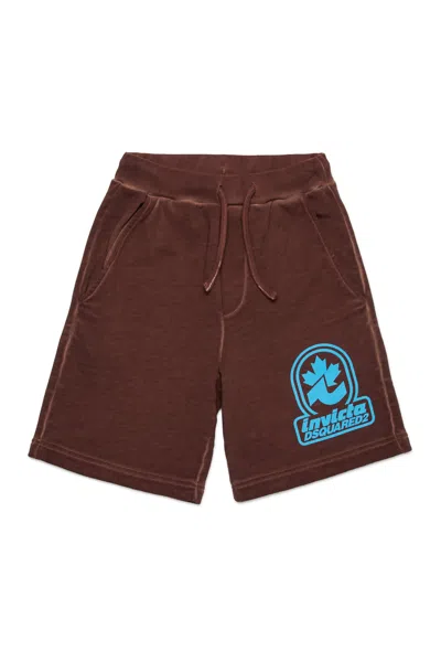 Dsquared2 Fleece Shorts Invicta X  In Brown