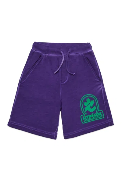 Dsquared2 Fleece Shorts Invicta X  In Violet