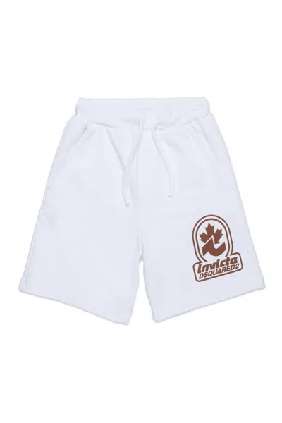 Dsquared2 Fleece Shorts Invicta X  In White