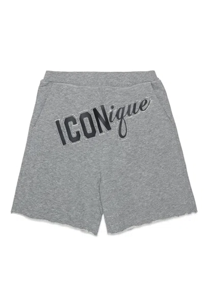 Dsquared2 Fleece Shorts With Logo In Gray