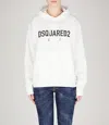 Dsquared2 Lightweight White Hoodie With Bold Logo In White