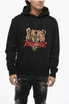 Dsquared2 Black Hoodie With Drawstring Hood And Maxi Logo Print On The Front In Black