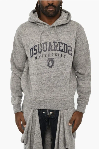 Dsquared2 Fleeced-cotton Asymmetrical Hoodie Grösse S In Gray