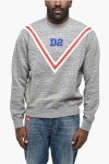 Dsquared2 Fleeced Cotton Cool Fit Crew-neck Sweatshirt With Embossed M In Gray