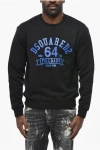 Dsquared2 Fleeced Cotton Cool Fit Crew-neck Sweatshirt With Frontal Pr In Black