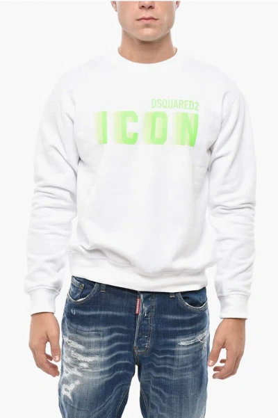 Dsquared2 Fleeced-cotton Crew-neck Sweatshirt In White