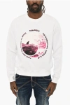 Dsquared2 Fleeced-cotton Crew-neck Sweatshirt With Frontal Print In Multi