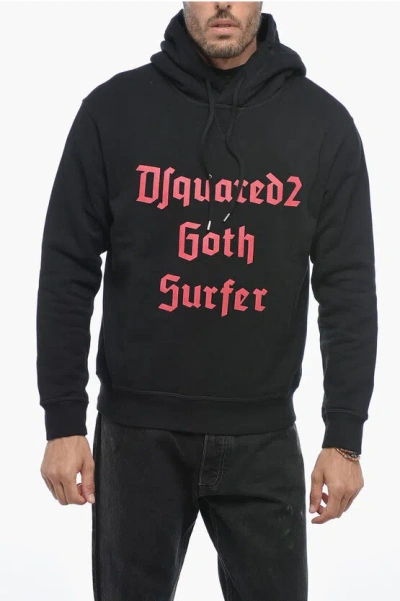 DSQUARED2 FLEECED COTTON GOTHSURFER HOODIE