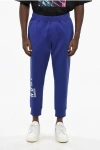 Dsquared2 Fleeced Cotton Icon Sweatpants With Cuffs In Blue