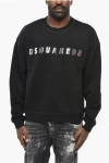 Dsquared2 Fleeced Cotton Relax Fit Crew-neck Sweatshirt With Embossed In Black