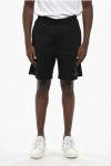 Dsquared2 Fleeced Cotton Shorts With Ton On Ton In Black