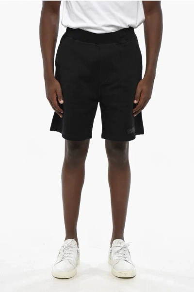 DSQUARED2 FLEECED COTTON SHORTS WITH TON ON TON