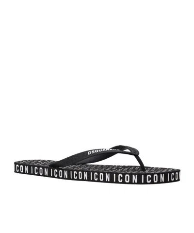 DSQUARED2 DSQUARED2 ICON ALL-OVER LOGO PRINTED FLIP FLOPS