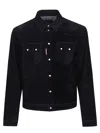 Dsquared2 Velvet Corduroy Jacket Adjustable Waist In Black