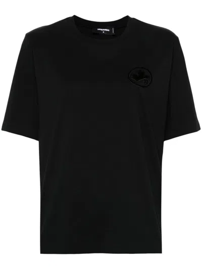Dsquared2 Flocked-logo T-shirt In Black