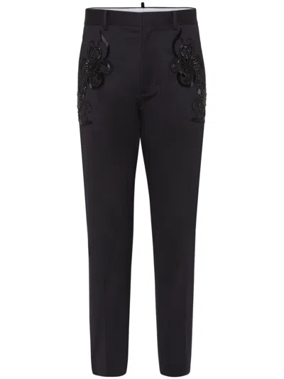 Dsquared2 Tapered-hose Mit Blumenapplikation In Schwarz