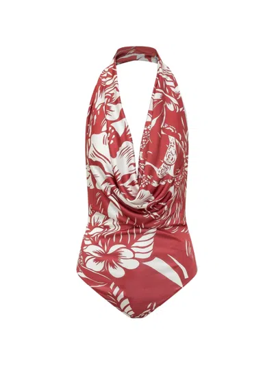 Dsquared2 Floral Bodysuit In Red